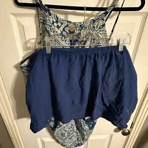 Blue and White Paisley Tank Top